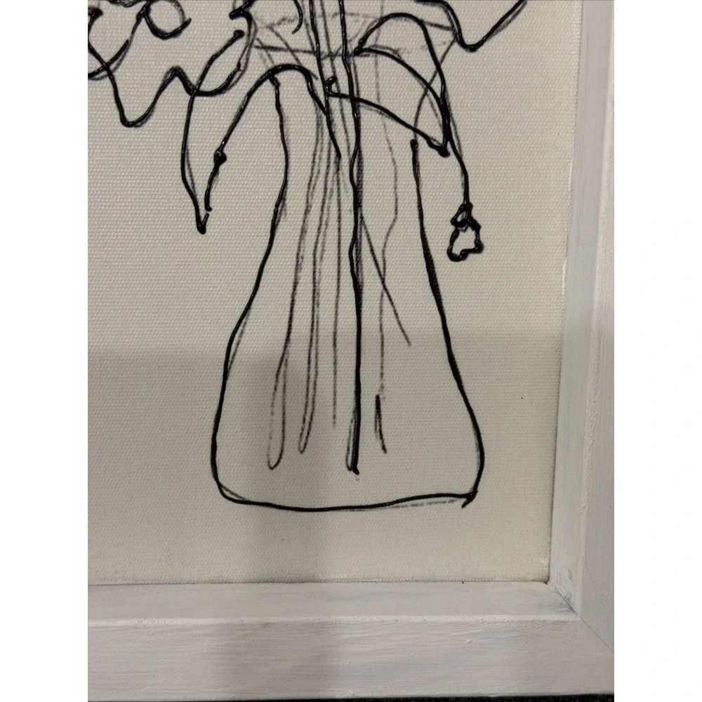 Hobby Lobby Wire Floral Wall Art White Shadow‎ Box Frame Black Flower Vase Decor